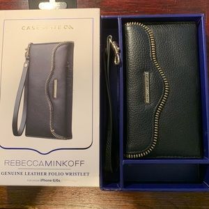 Rebecca Minkoff Black Leather Case Mate Wristlet